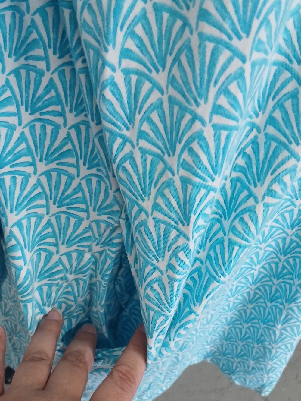 Lands' End Teal and White Printed Hooded Top Coverup Size 3x - Picture 5 of 10